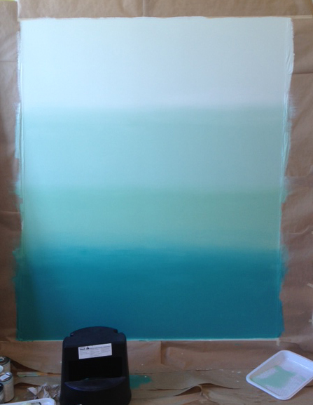 Colorhouse paint Ombre Wall DIY paint project - blue beach feel