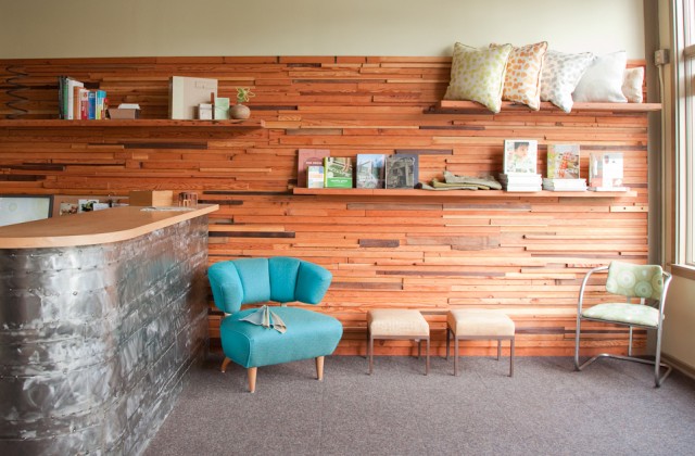 colorhouse interior green office lobby architectural image