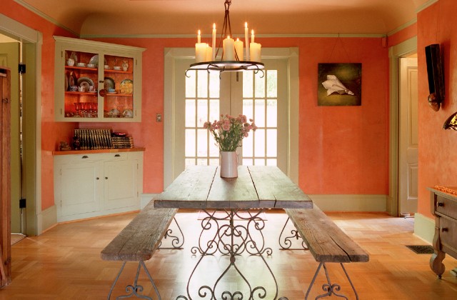 colorhouse interior coral dining room architectural image