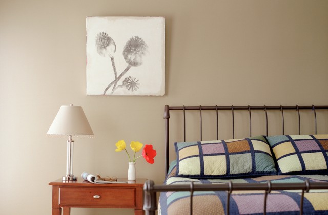 colorhouse tan bedroom interior architectural image