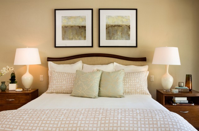 colorhouse interior tan bedroom architectural image