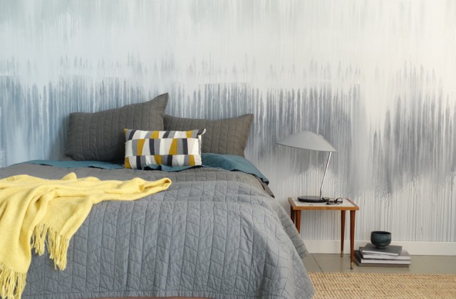 Colorhouse Watercolor Wall - color trends DIY painting project in a blue bedroom