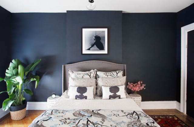 Colorhouse paint and AphroChic - black NOURISH .06 bedroom of Jeanine Hays and Bryan Mason