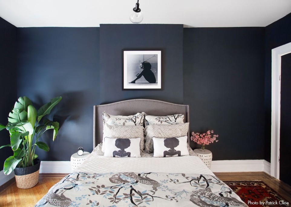 Colorhouse paint and AphroChic - black NOURISH .06 bedroom of Jeanine Hays and Bryan Mason