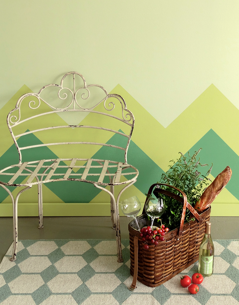 Colorhouse Chevron DIY paint project - monochromatic paint idea for your home. Styling by Vicki Simon Interior Design