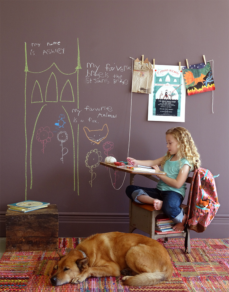 Colorhouse Colorspot: WOOD .05 - purple chalkboard paint in a kid's room
