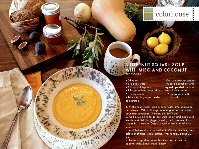 Colorhouse Butternut Squash Soup with Coconut Milk receipe from Food52