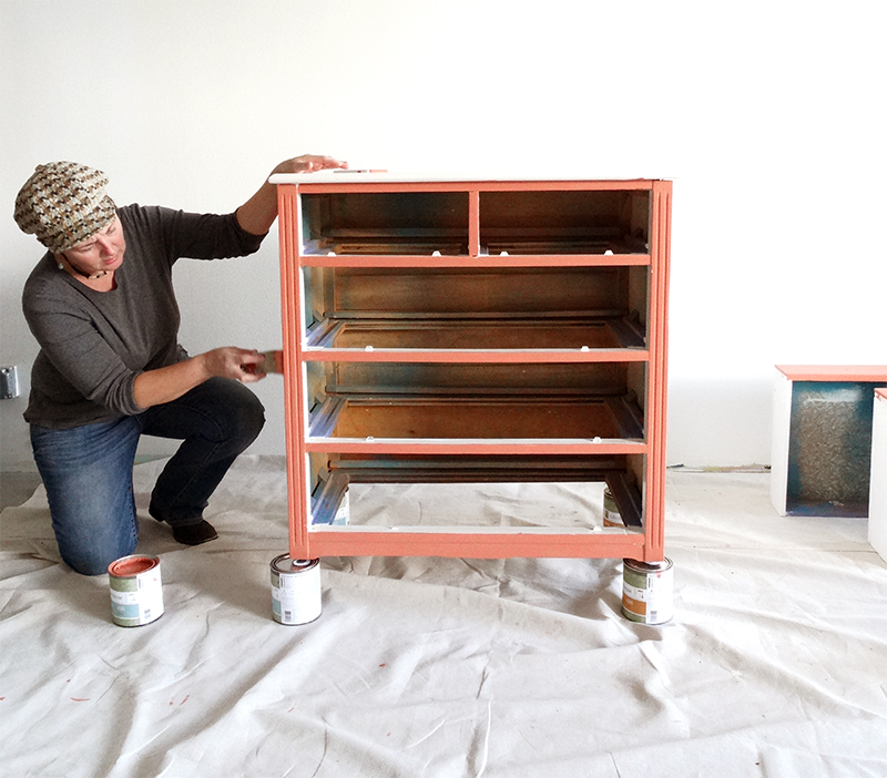 Colorhouse DIY - CLAY .07 coral dresser - painting furniture