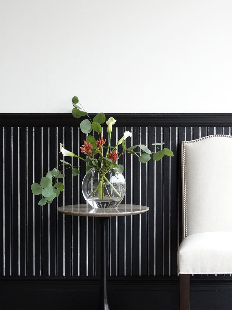Colorhouse black NOURISH .06 and white BISQUE .01 Pinstripe Wainscoting