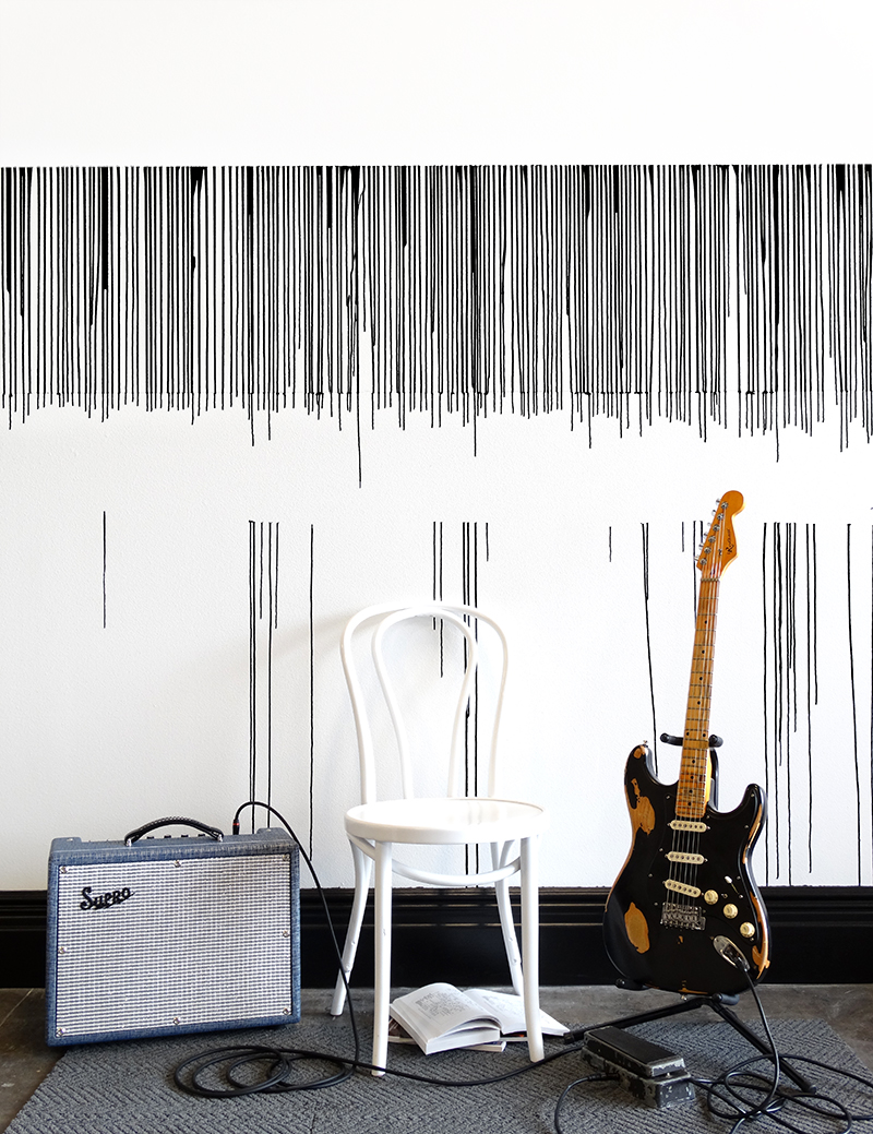 Colorhouse paint DIY project - MAKE THIS: Drip Wall featuring Redtail Guitars
