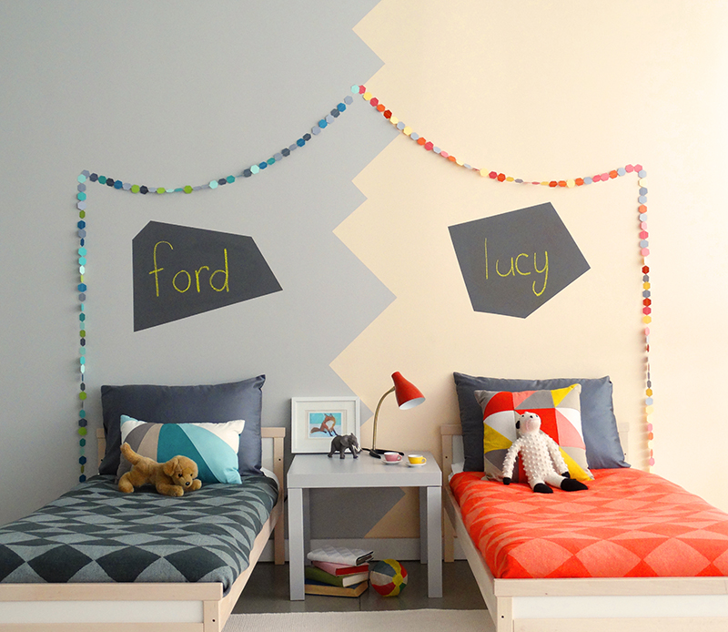 spring color trend puzzle palette chalkboard headboard bedroom