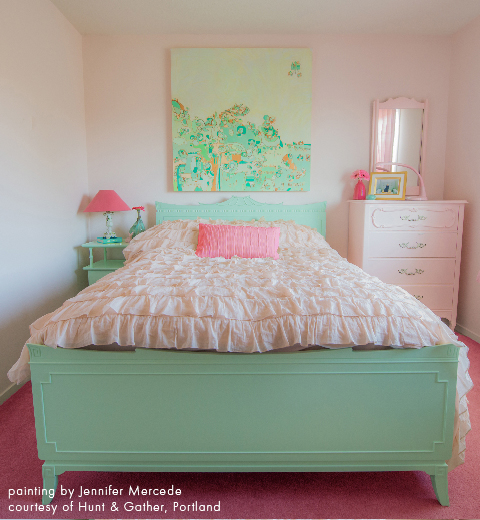 Vicki Simon Interiors pink tween bedroom Colorhouse paint SPROUT .06