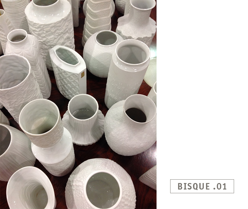 Dwell on Design LA 2015 color inspiration - Colorhouse BISQUE .01 white bone china vases at Midcentury LA