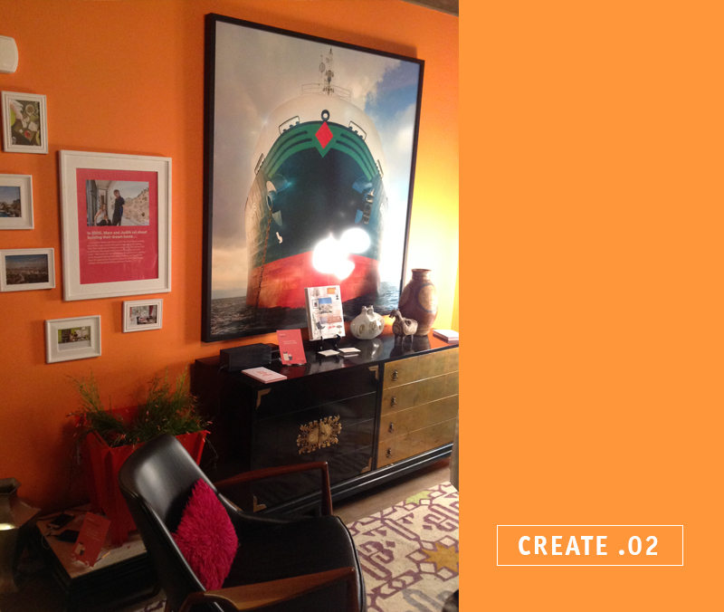 Dwell on Design LA 2015 color inspiration - Colorhouse CREATE .02 orange at Airbnb