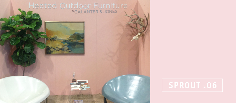 Dwell on Design LA 2015 color inspiration - Colorhouse SPROUT .06 pink outdoor seating at Galanter and Jones